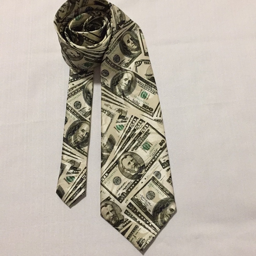 Money Theme $ 100 50 Bills Necktie Tie Mens